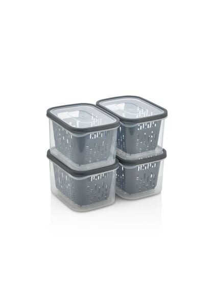 12 Parça Şeffaf Fresh Süzgeçli Buzdolabı Saklama Seti