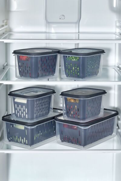 18 Parça Şeffaf Fresh Süzgeçli Buzdolabı Saklama Seti