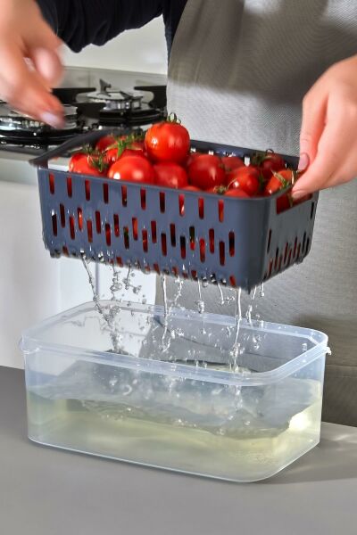 18 Parça Şeffaf Fresh Süzgeçli Buzdolabı Saklama Seti