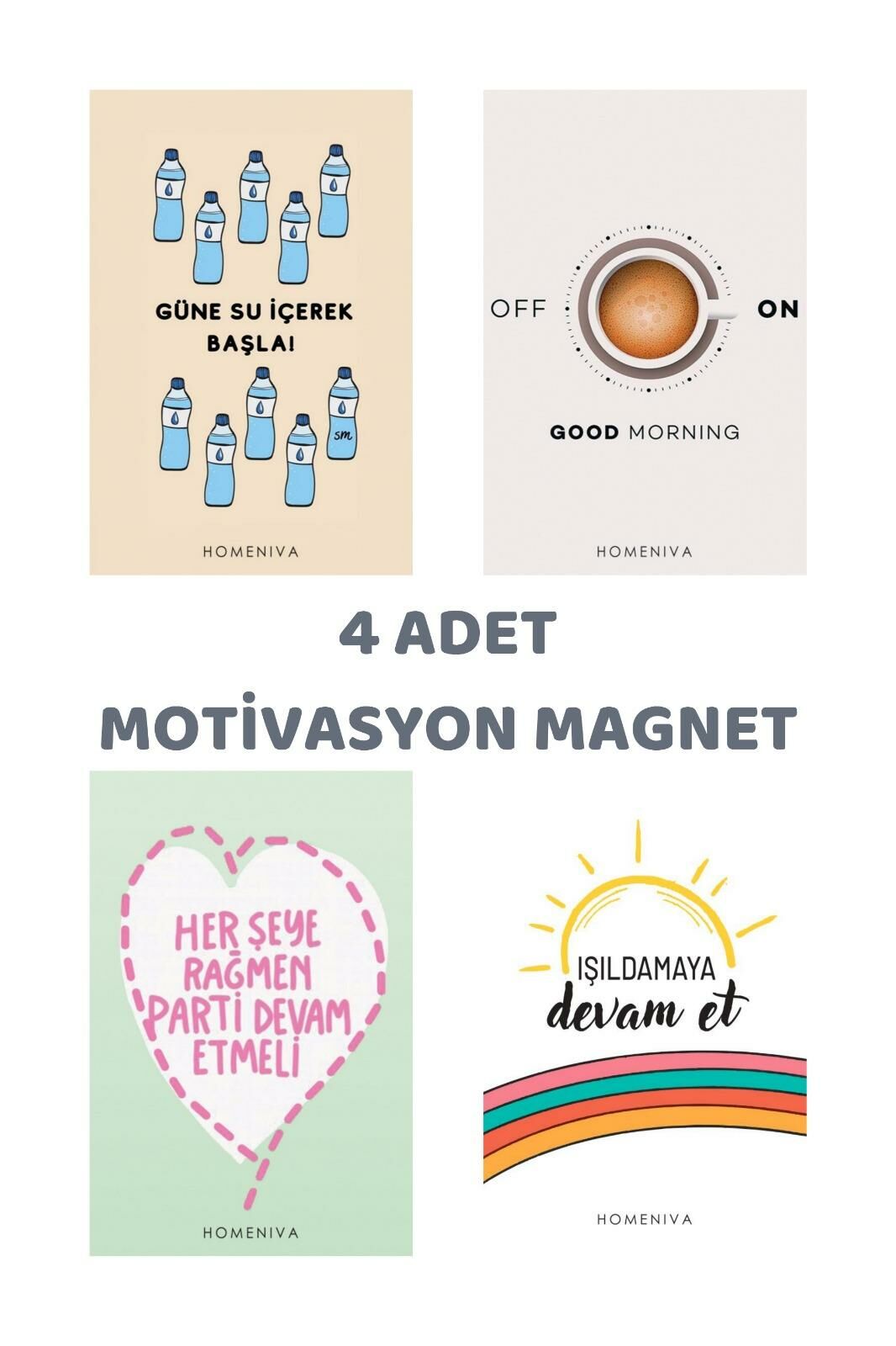 HOMENIVA 4 Adet Motivasyon Magnet - Buzdolabı Magneti