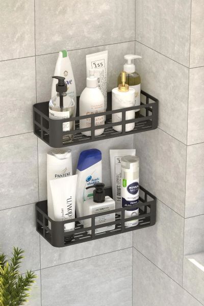 4'lü Yapışkanlı Dolap Içi Organizer, 4'lü Banyo Düzenleyici, Duş Rafı Organizer Şampuanlık