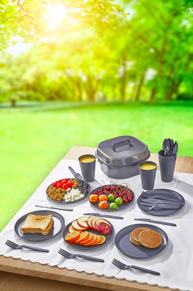 HOMENIVA 6 Kişilik 32 Parça Çantalı Piknik Seti - Platin