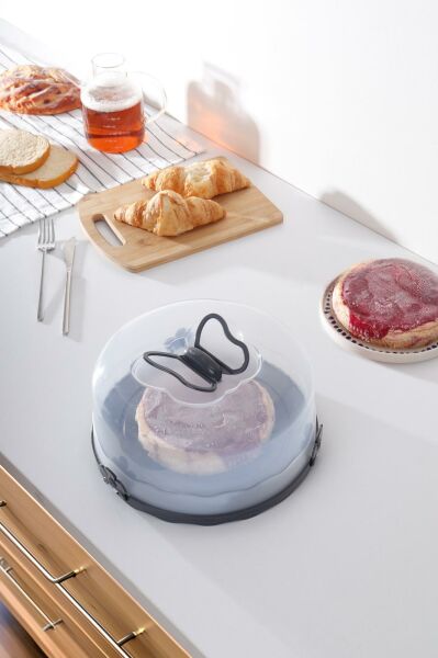 HOMENIVA Pasta Kek Saklama Kabı- Kek Fanusu - Kilitli Borcam Taşıma Kabı