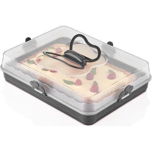 HOMENIVA Dikdörtgen Pasta Kek Börek Saklama Kabı- Kilitli Borcam Taşıma Kabı