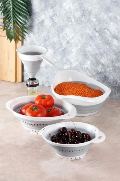 HOMENIVA 4’lü Akordiyon Katlanır Süzgeç Seti