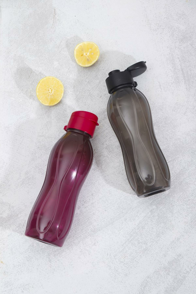 HOMENIVA 2’li Eco Şişe Suluk - Pratik Kapak Matara 2x 750 ml Siyah - Mor