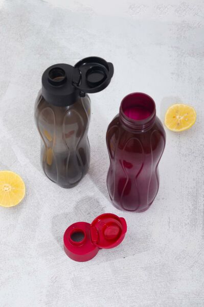 HOMENIVA 2’li Eco Şişe Suluk - Pratik Kapak Matara 2x 750 ml Siyah - Mor