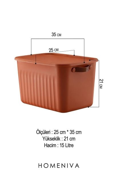 HOMENIVA 3 Adet Storage Box Mix 15 Lt Çok Amaçlı Düzenleyici Kapaklı Kutu, Dekoratif Saklama Kutusu