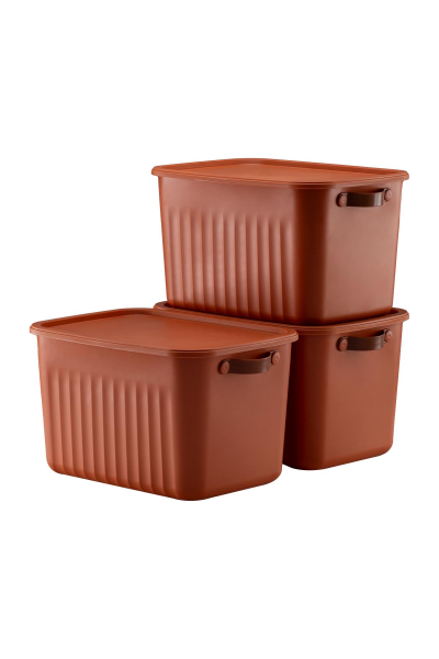 HOMENIVA 3 Adet Storage Box Mix 15 Lt Çok Amaçlı Düzenleyici Kapaklı Kutu, Dekoratif Saklama Kutusu Turuncu