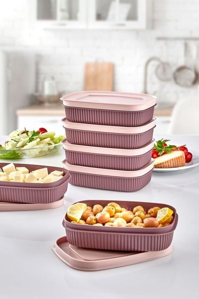 HOMENIVA 6 Adet Mini Saklama Kabı - Kapaklı Buzdolabı Kabı Soft Mürdüm
