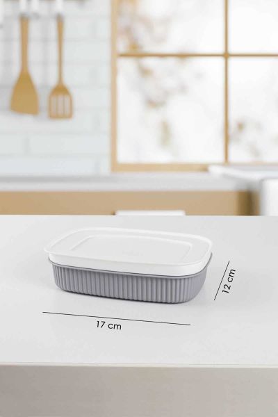 HOMENIVA 6 Adet Mini Saklama Kabı - Kapaklı Buzdolabı Kabı Gri