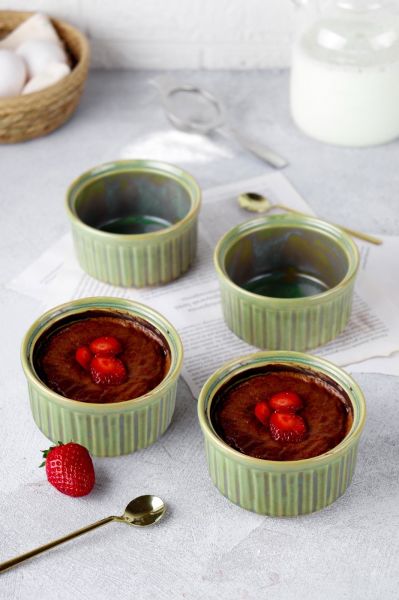 HOMENIVA 4 Adet Hologram Porselen Sufle Kabı – Fırın Airfryer Mikrodalga Kabı Yeşil