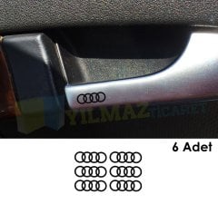 Audi Logo Kapı Kolu Torpido Oto Sticker Çıkartma Yapıştırma 6 Ad