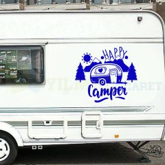 Mutlu Kampçılar Güneş Dağ Kamp Araba Karavan Çekme Oto Sticker Etiket Yapıştırma
