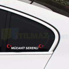 Kişiye Özel İsim Türk Bayrağı Oto Sticker Yapıştırma Etiket 2 Adet