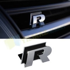 Volkswagen R Logo Amblem Panjur Bagaj Ön Arka Set Paslanmaz Çelik Siyah