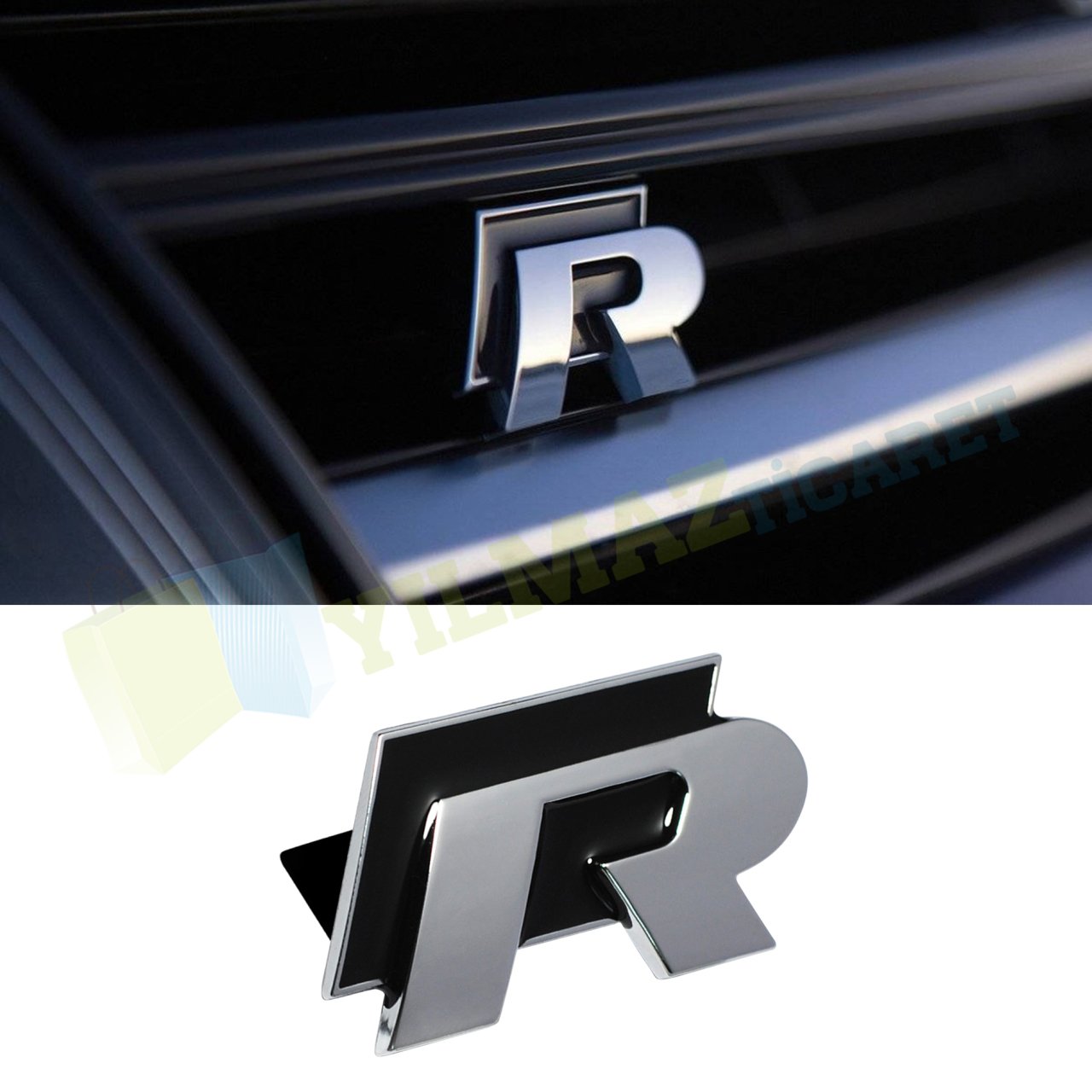 Volkswagen R Metal Ön Panjur Logo Amblem 3D Vidasız Süper Kalite