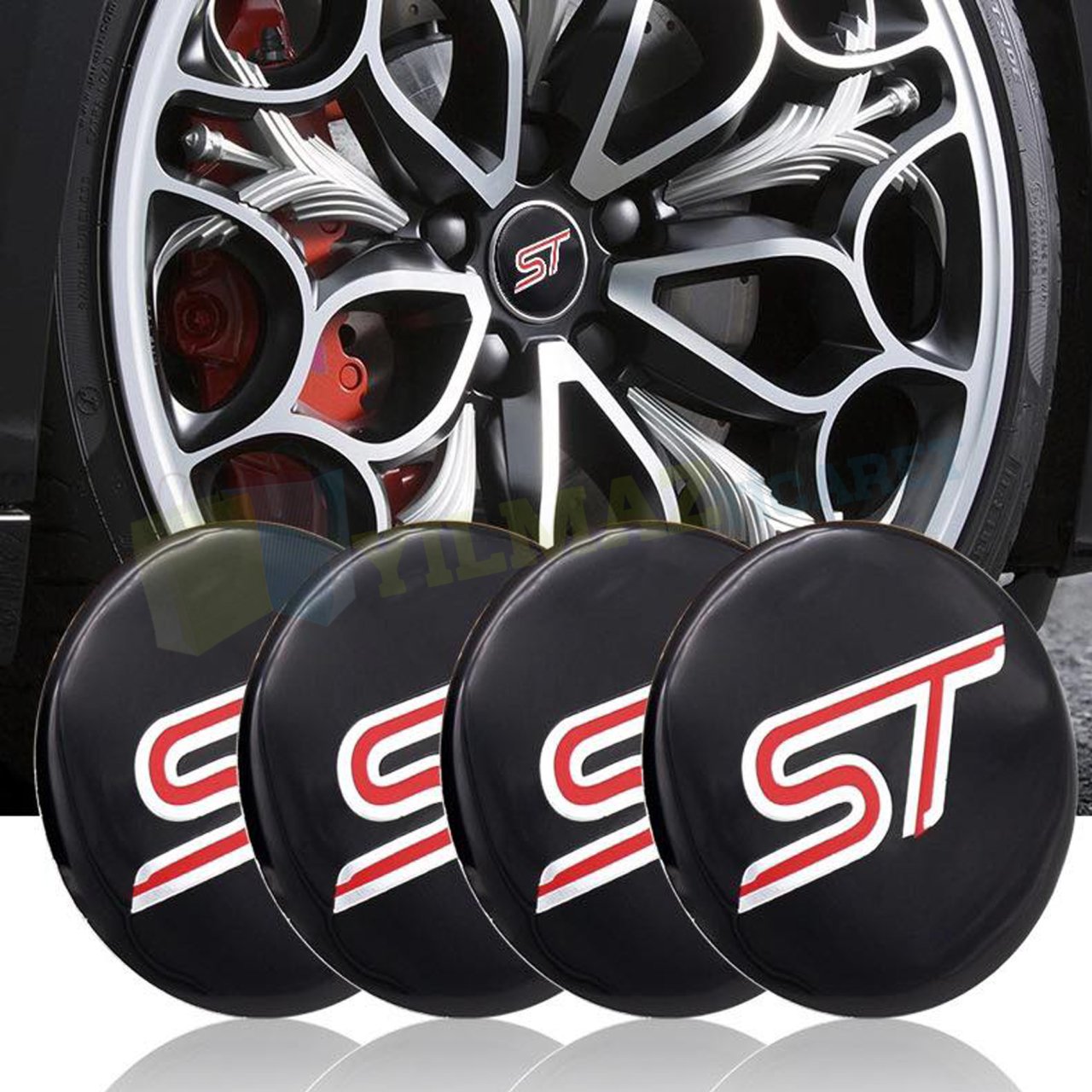 Ford St Logo Amblem Jant Göbeği Oval 56 mm Metal 3M Yapışkanlı 4 Adet Yüksek Kalite