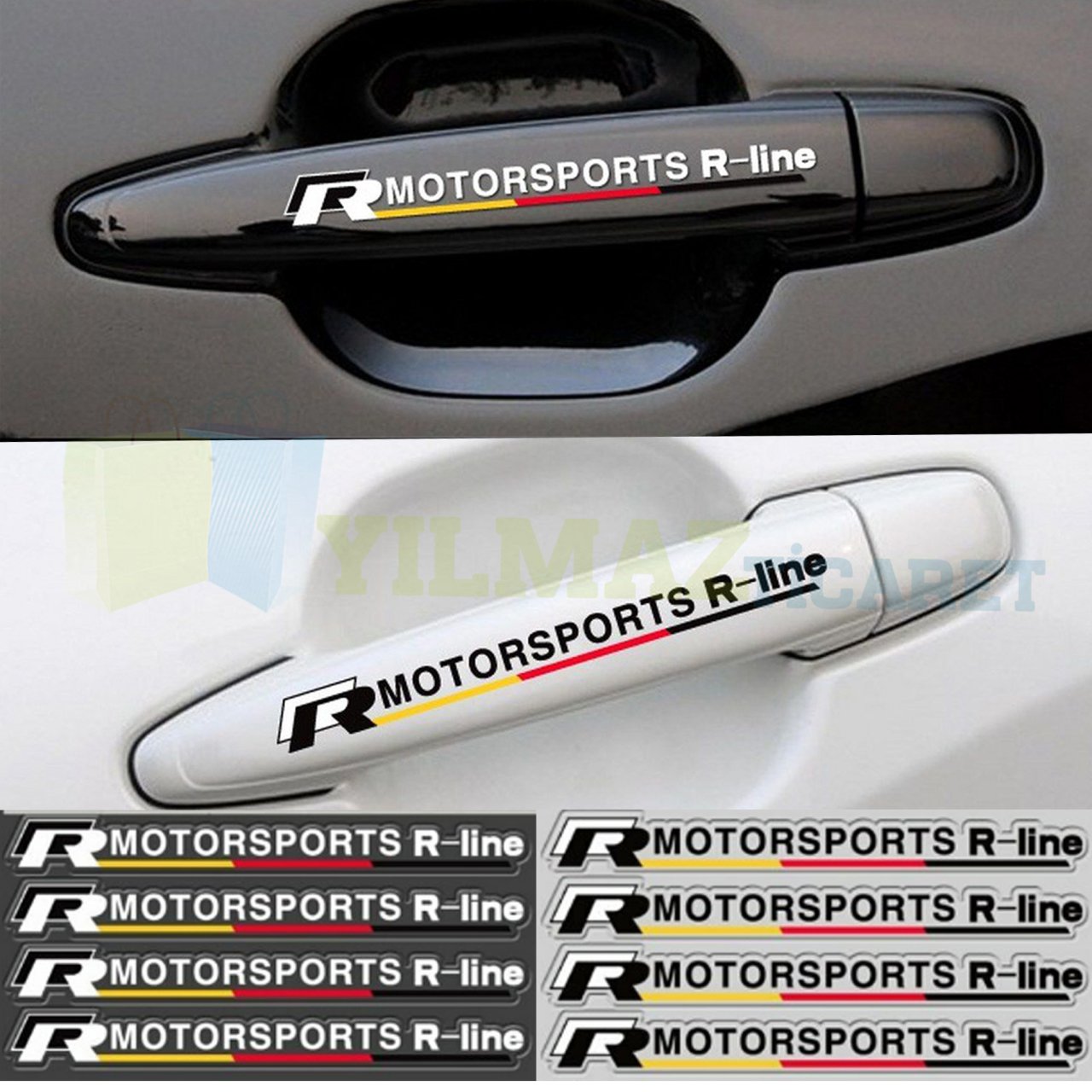 Volkswagen R Line Motorsport Ayna Kapı Kolu Jant Oto Sticker 4 Ad