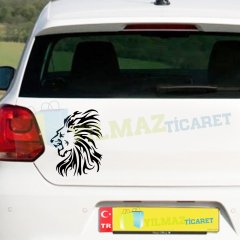 Yeleli Aslan Başı Oto Sticker Yapıştırma Çıkartma Etiket Kaliteli