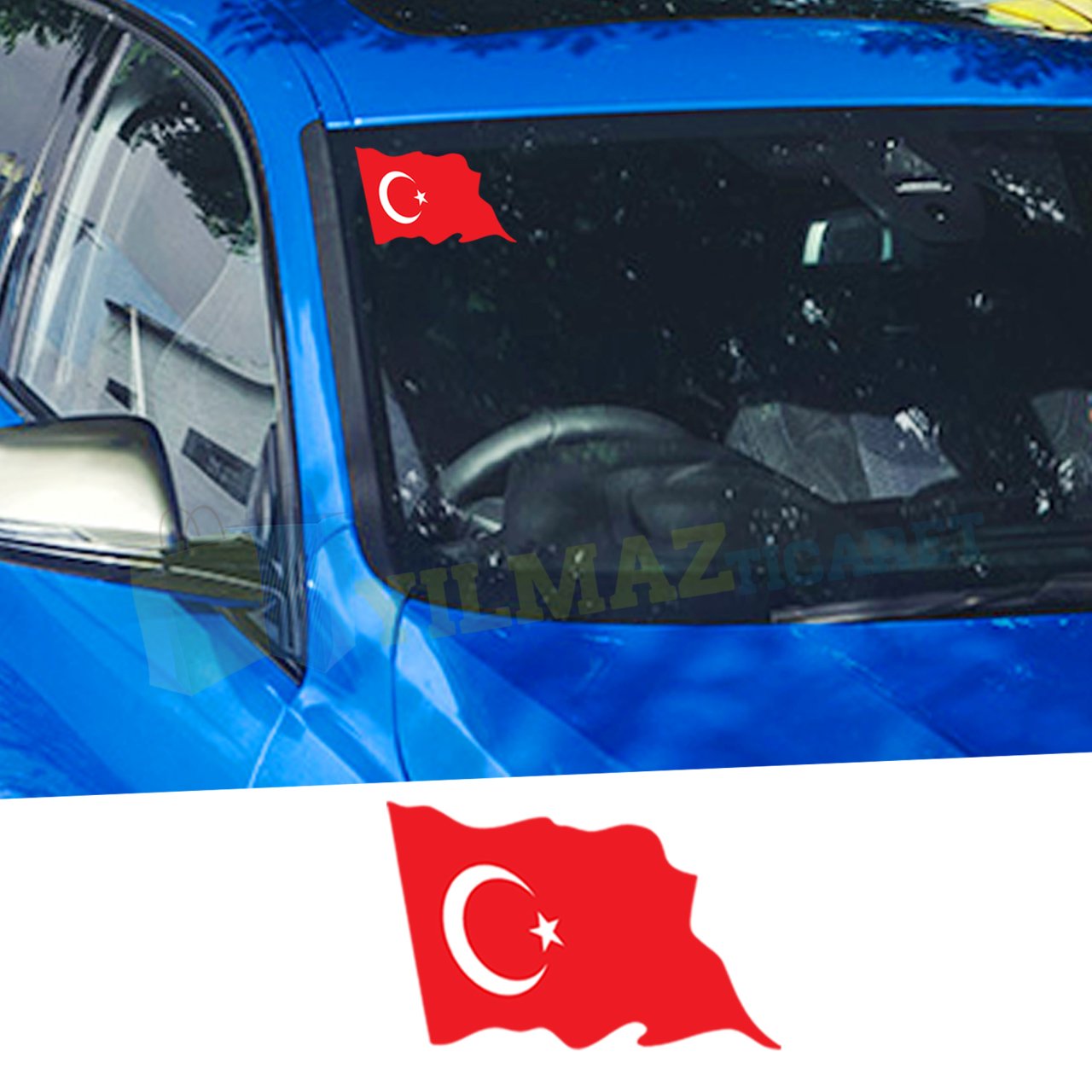 Türk Bayrağı Ön Arka Cam Oto Sticker Araba Etiket Yapıştırma