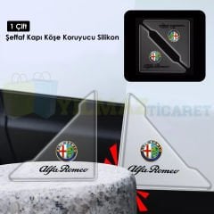 Alfa Romeo Logo Kapı Kenar Köşe Koruyucu Çarpma Çizilme Önleyici Silikon Şeffaf Damla Etiket 1 Çift