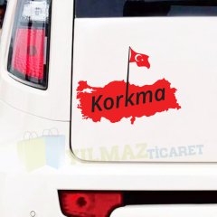 Türk Bayrağı Korkma Ön Arka Cam Bagaj Oto Sticker Etiket 1 Adet