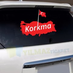 Türk Bayrağı Korkma Ön Arka Cam Bagaj Oto Sticker Etiket 1 Adet