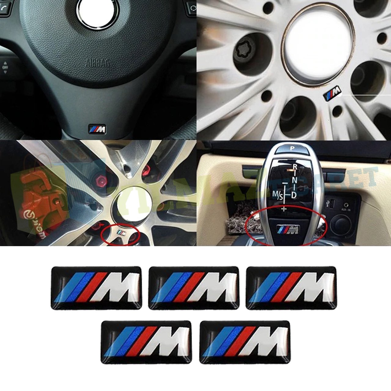 BMW M Logo Sticker Jant Direksiyon Arma Etiket Yapıştırma 5 Adet