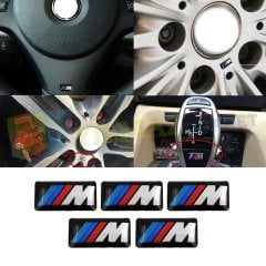 BMW M Logo Sticker Jant Direksiyon Arma Etiket Yapıştırma 5 Adet