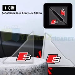 Audi S Line Logo Kapı Kenar Köşe Koruyucu Çarpma Çizilme Önleyici Silikon Şeffaf Damla Etiket 1 Çift