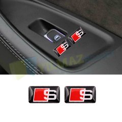 Audi S Line Logo Sibop Kapağı Torpido Direksiyon Damla Oto Sticker 4+4 Adet