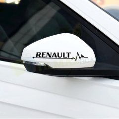 Renault Yan Ayna Ritim Kalp Atış Cam Depo Kapağı Oto Sticker 2 Ad