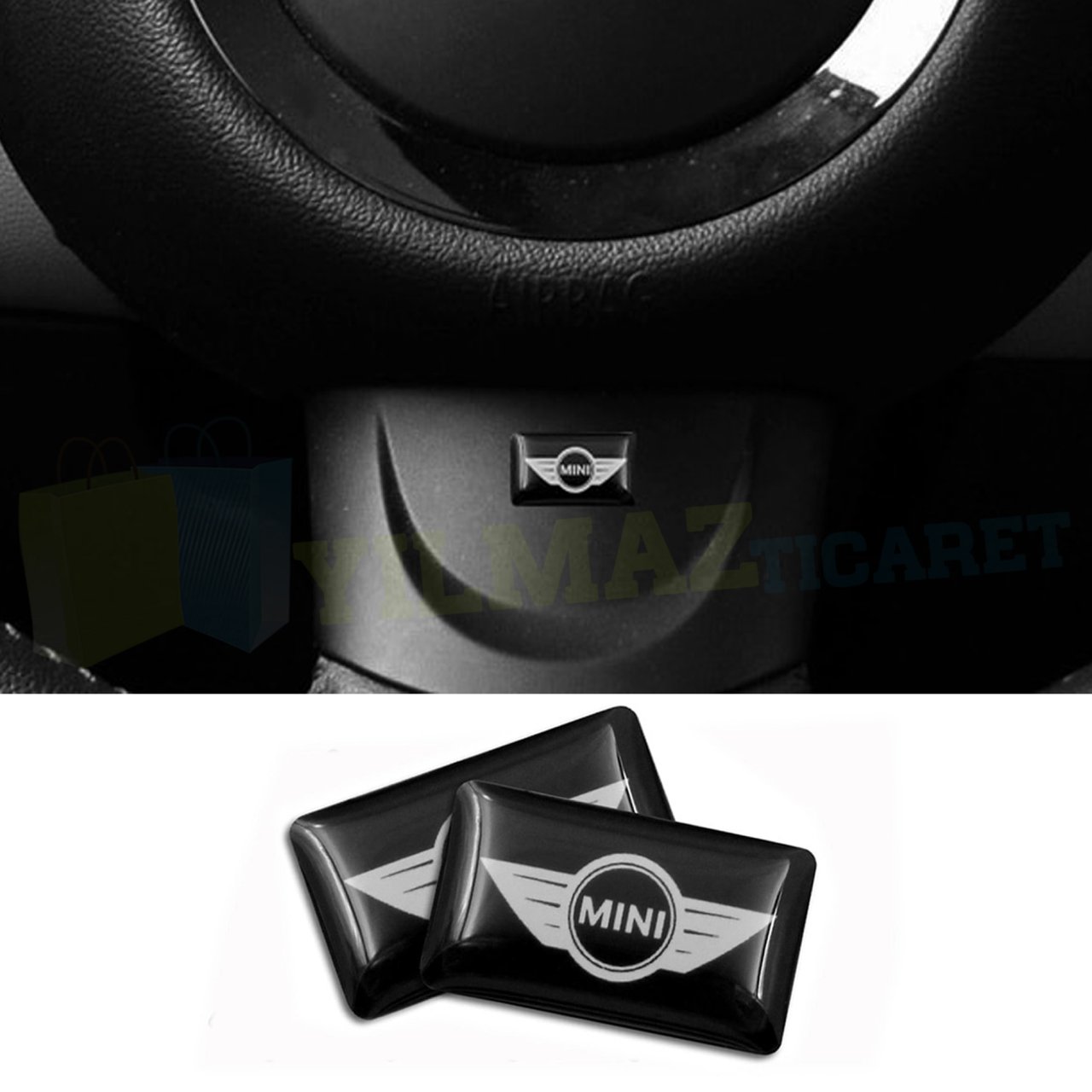 Mini Cooper Logo Torpido Direksiyon Vites Jant Damla Sticker 2 Adet