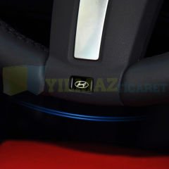 Hyundai Logo Direksiyon Jant Vites Torpido Damla Etiket Silikon Oto Sticker 10 Adet (18x11 mm Ölçü)