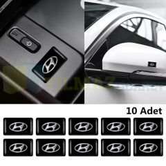 Hyundai Logo Direksiyon Jant Vites Torpido Damla Etiket Silikon Oto Sticker 10 Adet (18x11 mm Ölçü)