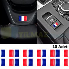 Renault Peugeot Citroen Fransa Bayrak Direksiyon Jant Vites Torpido Damla Etiket Silikon Oto Sticker