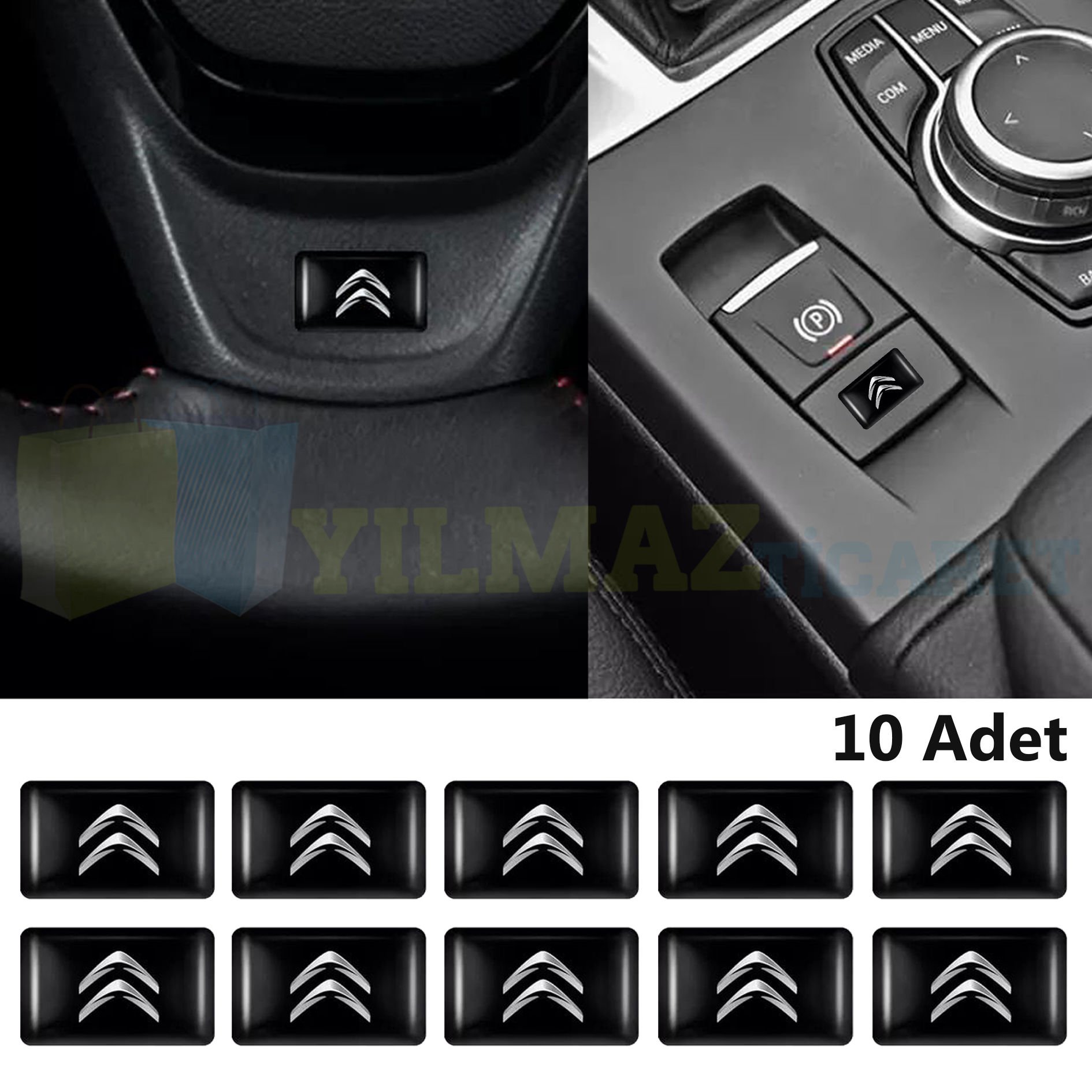 Citroen Logo Direksiyon Jant Vites Torpido Damla Etiket Silikon Oto Sticker 10 Adet (18x11 Mm)