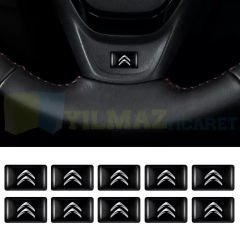 Citroen Logo Direksiyon Jant Vites Torpido Damla Etiket Silikon Oto Sticker 10 Adet (18x11 Mm)