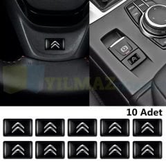 Citroen Logo Direksiyon Jant Vites Torpido Damla Etiket Silikon Oto Sticker 10 Adet (18x11 Mm)
