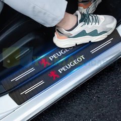 Peugeot Logo Karbon Kapı Eşiği Oto Sticker Etiket Yapıştırma Çıkartma 4 Parça