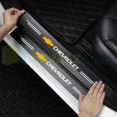 Chevrolet Logo Karbon Kapı Eşiği Oto Sticker Etiket Yapıştırma Çıkartma 4 Parça