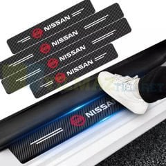 Nissan Logo Karbon Kapı Eşiği Oto Sticker Etiket Yapıştırma Çıkartma 4 Parça