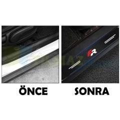 Seat Fr Logo Karbon Kapı Eşiği Oto Sticker Etiket Yapıştırma Çıkartma 4 Parça