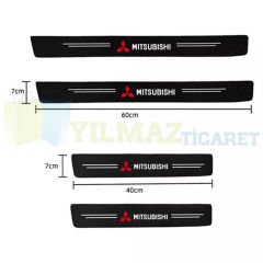 Mitsubishi Ralli Art Logo Karbon Kapı Eşiği Oto Sticker Etiket Yapıştırma Çıkartma 4 Parça