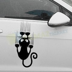 Tırmalayan Kedi Oto Sticker Tüm Araçlar Yapıştırma Süper Hediyeli