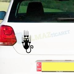 Tırmalayan Kedi Oto Sticker Tüm Araçlar Yapıştırma Süper Hediyeli