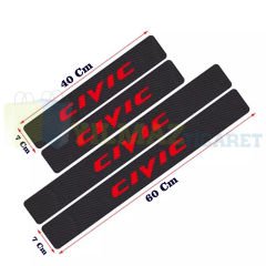 Honda Civic Logo Karbon Kapı Eşiği Oto Sticker Etiket Yapıştırma Çıkartma 4 Parça