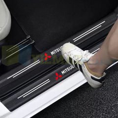 Mitsubishi Logo Karbon Kapı Eşiği Oto Sticker Etiket Yapıştırma Çıkartma 4 Parça