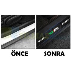 Skoda Vrs Logo Karbon Kapı Eşiği Oto Sticker Etiket Yapıştırma Çıkartma 4 Parça